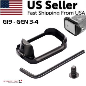 Anodized Aluminum Flared Magwell For Glock 19/17/22/24/31/34/35/37 Gen 1/2/3/4/5 (Model: For G19 GEN 3-4, Color: black)